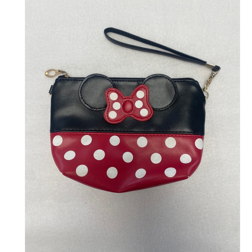 Disney Minnie Mouse Polka Dot Wristlet Pouch‎ Bag Cosmetic Travel